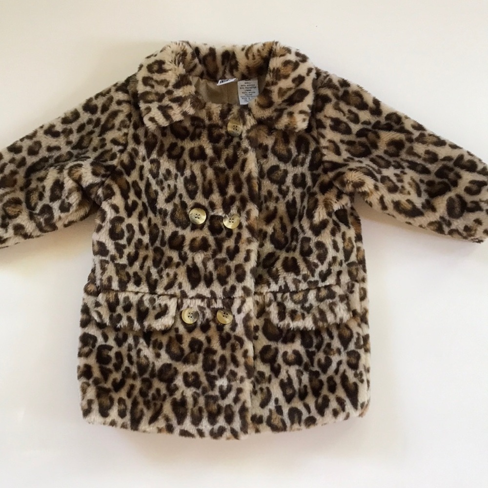 Vintage Baby Girl Leopard Coat Adorable Winter Costume Party Jacket